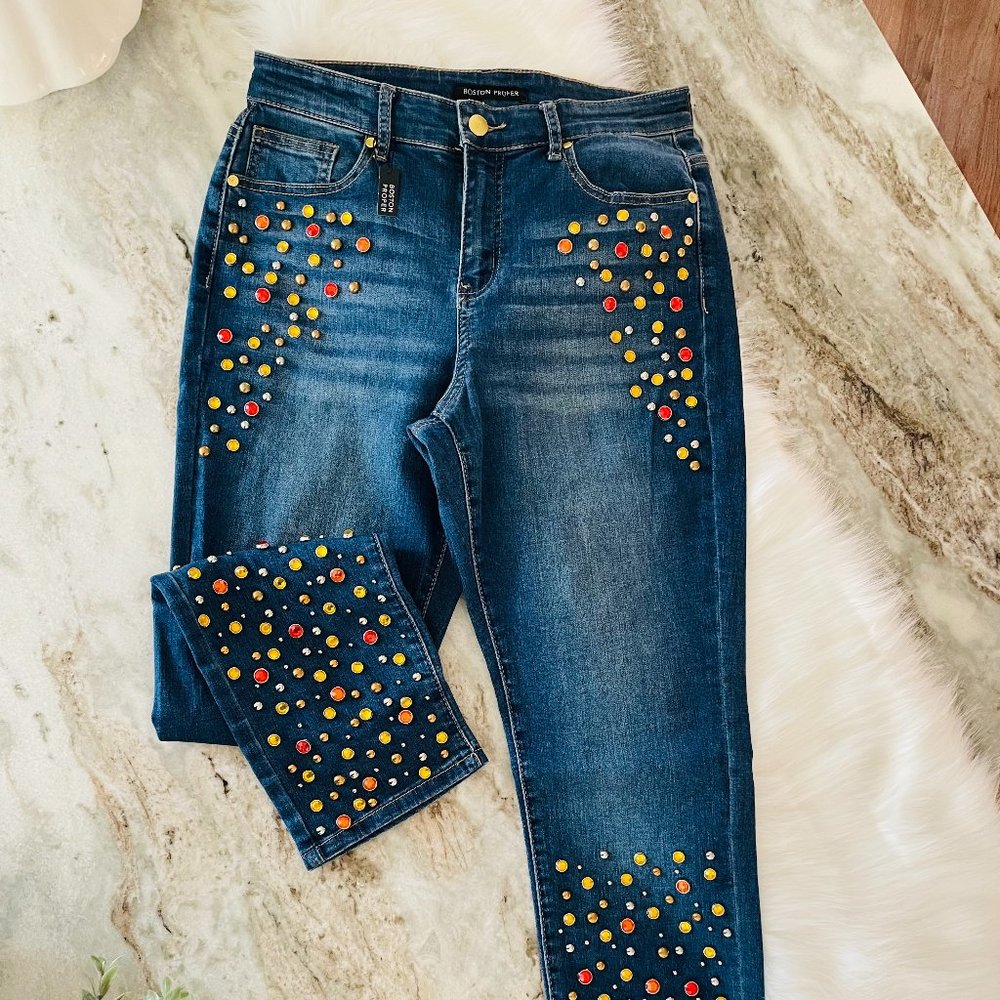 Boston Proper Gem Embellished Jeans NWT